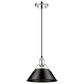 Golden Lighting Orwell 1-Light Medium Pendant with Matte Black Shade in Chrome, , large