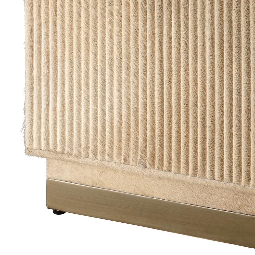 Splendor Living Norwood Hide Ottoman in Tan, , large