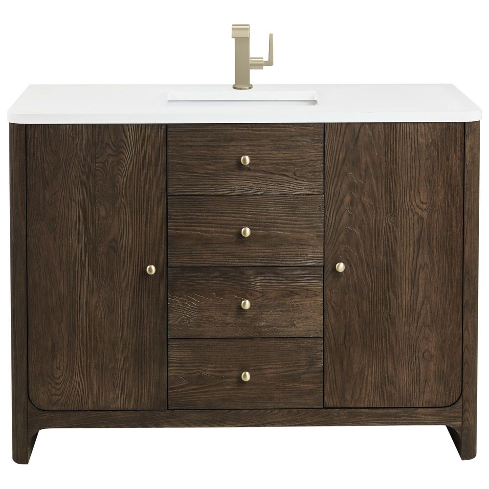 James Martin Vanities Gracyn 48&quot; Single Bathroom Vanity in Sable with 3 cm White Zeus Quartz Top and Rectangular Sink, , large