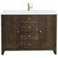 James Martin Vanities Gracyn 48" Single Bathroom Vanity in Sable with 3 cm White Zeus Quartz Top and Rectangular Sink, , large