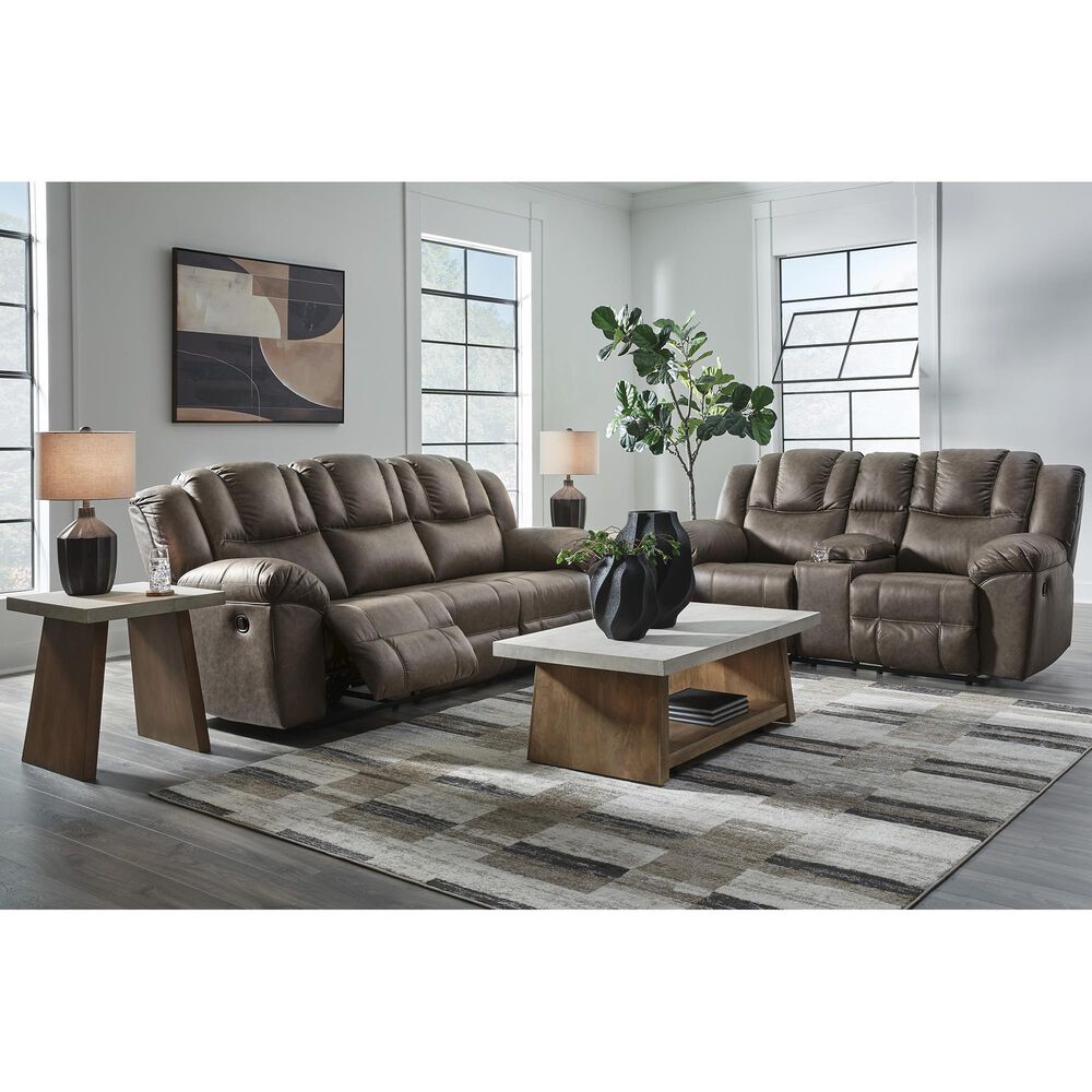 Ashley Lowilla Manual Double Reclining Loveseat with Console in Driftwood, , large