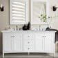 James Martin Vanities Palisades 72" Double Bathroom Vanity in Bright White with 3 cm Carrara White Marble Top and Rectangular Sinks, , large