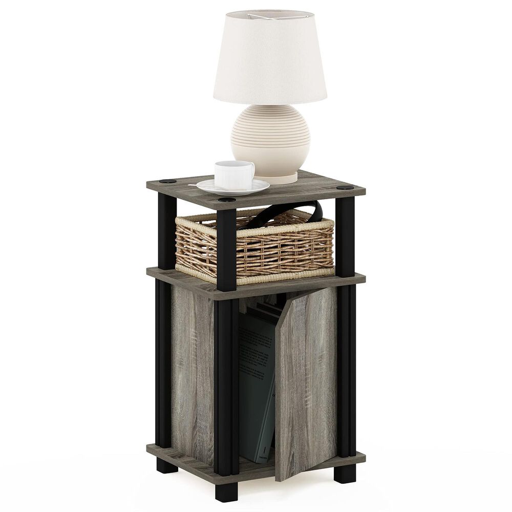 HOMLUX Brahms 3-Tier End Table in French Oak Grey and Black, , large