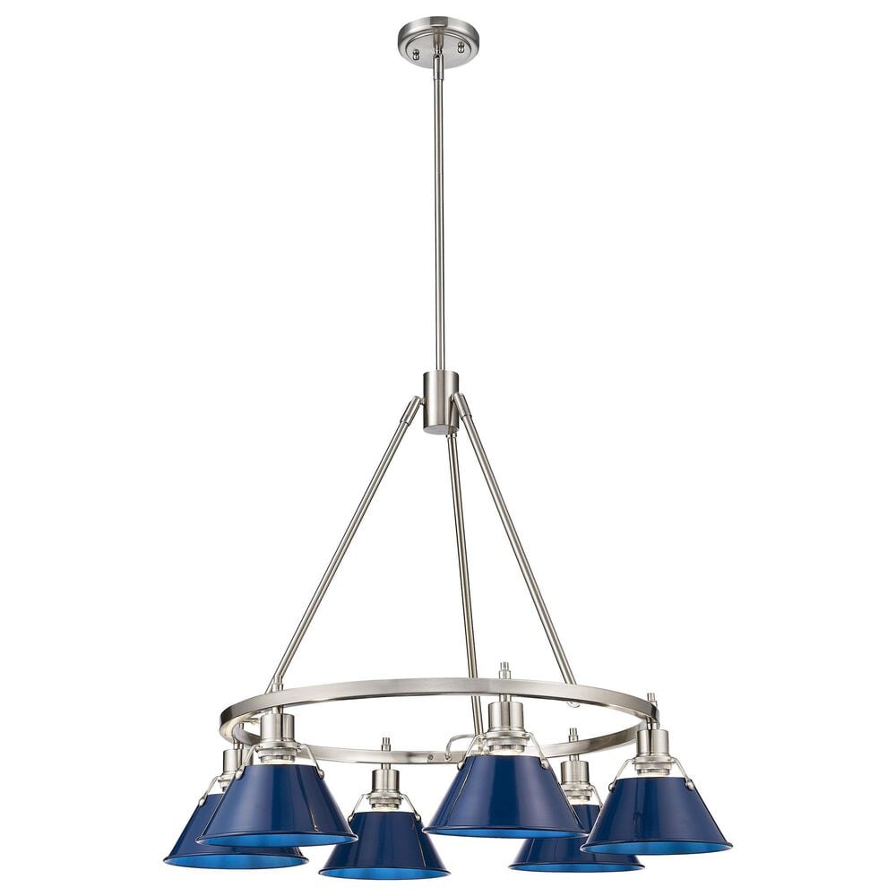 Golden Lighting Orwell 6-Light Chandelier with Matte Navy Shade in Pewter, , large