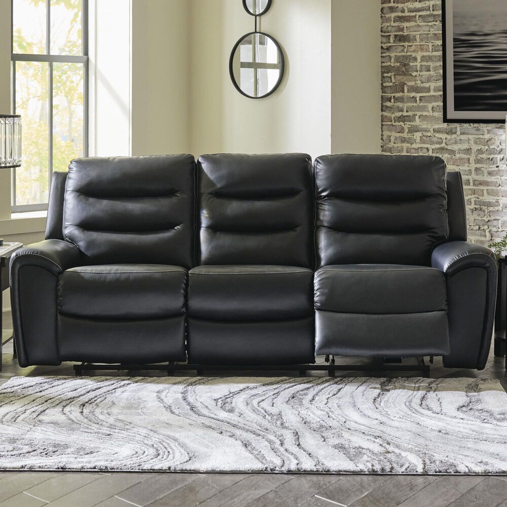 Ashley Warlin Power Reclining Sofa in Black, , large