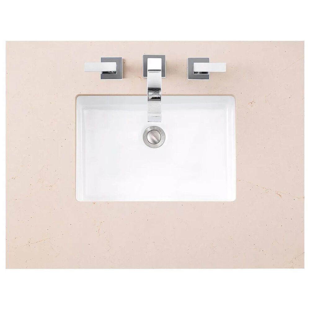 James Martin Vanities Breckenridge 30&quot; Single Bathroom Vanity in Bright White with 3 cm Eternal Marfil Quartz Top and Rectangular Sink, , large