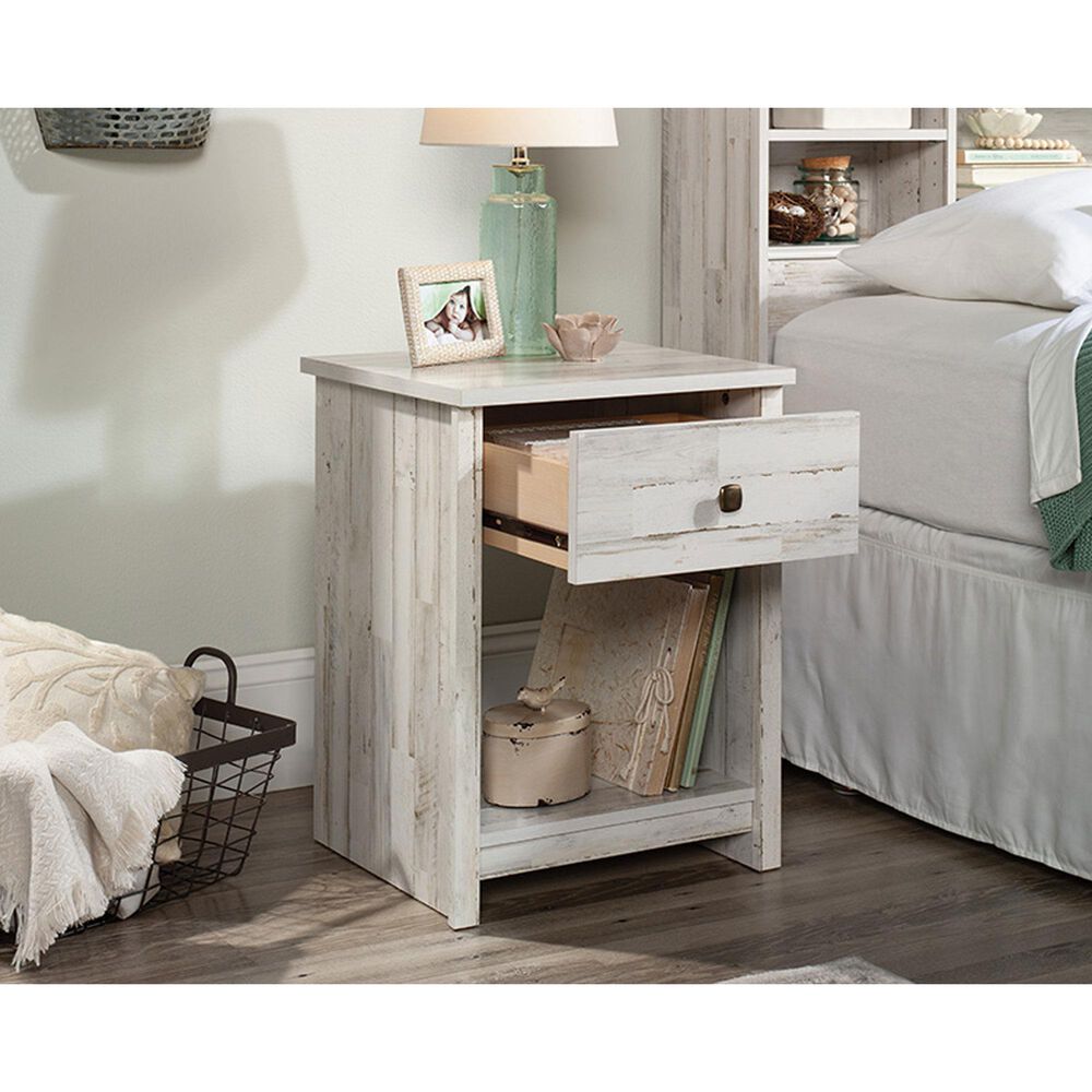 Sauder River Ranch 1-Drawer Nightstand in White Plank, , large