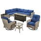 HOMLUX 11-Piece Outdoor Modular Sofa Conversation Set in Navy Blue, , large
