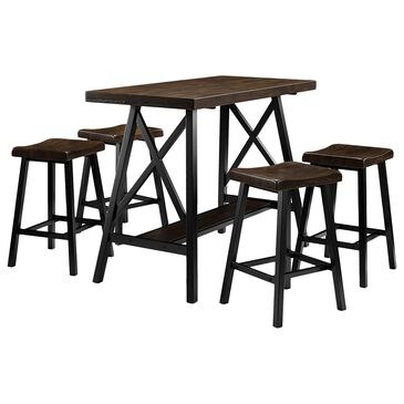 Furniture of America Henderson 5-Piece Counter Height Dining Set in Weathered Oak/ Black, , large