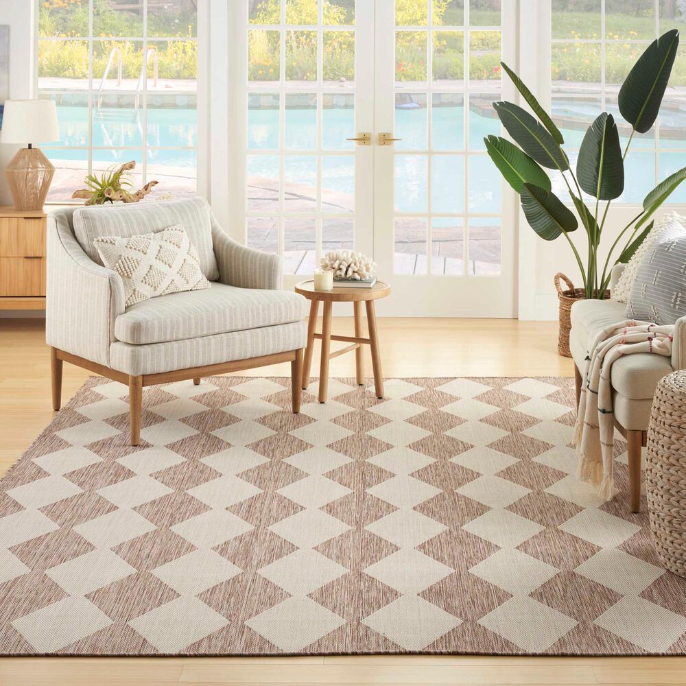 Nourison Positano Geometric Beige 8&#39; x 10&#39; Indoor/Outdoor Area Rug, , large