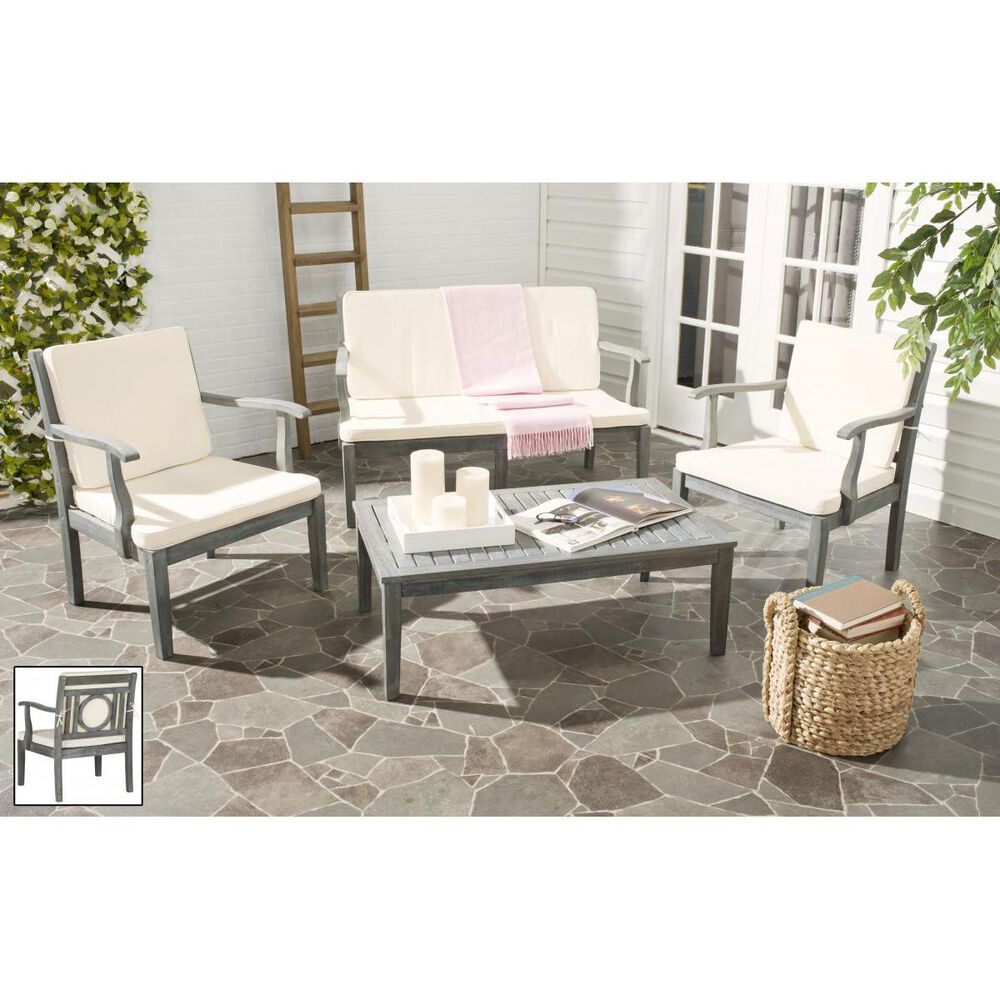 Safavieh 4-Piece Montclair Outdoor Set in Beige and Ash Grey, , large