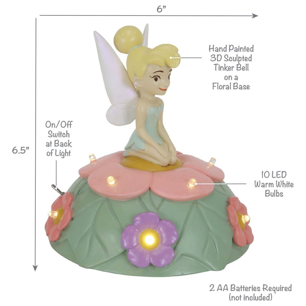 Lambs and Ivy Tinker Bell Table Top Night Light Nursery Lamp in Pink and Green, , large