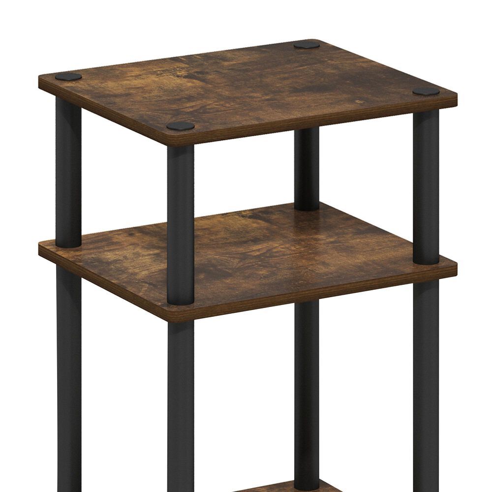 HOMLUX 3-Tier End Table in Amber Pine and Black, , large