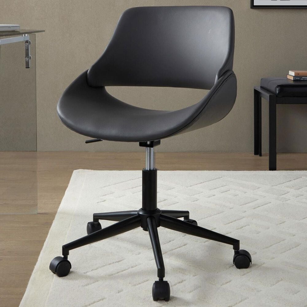 Lumisource Fabrico Office Chair with Grey Cushion in Black, , large