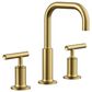 Kohler Purist Widespread Bathroom Sink Faucet with Lever Handles and High Gooseneck Spout in Vibrant Brushed Moderne Brass, , large