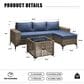 HOMLUX 5-Piece Modular Rattan Outdoor Patio Furniture Set in Denim Blue, , large