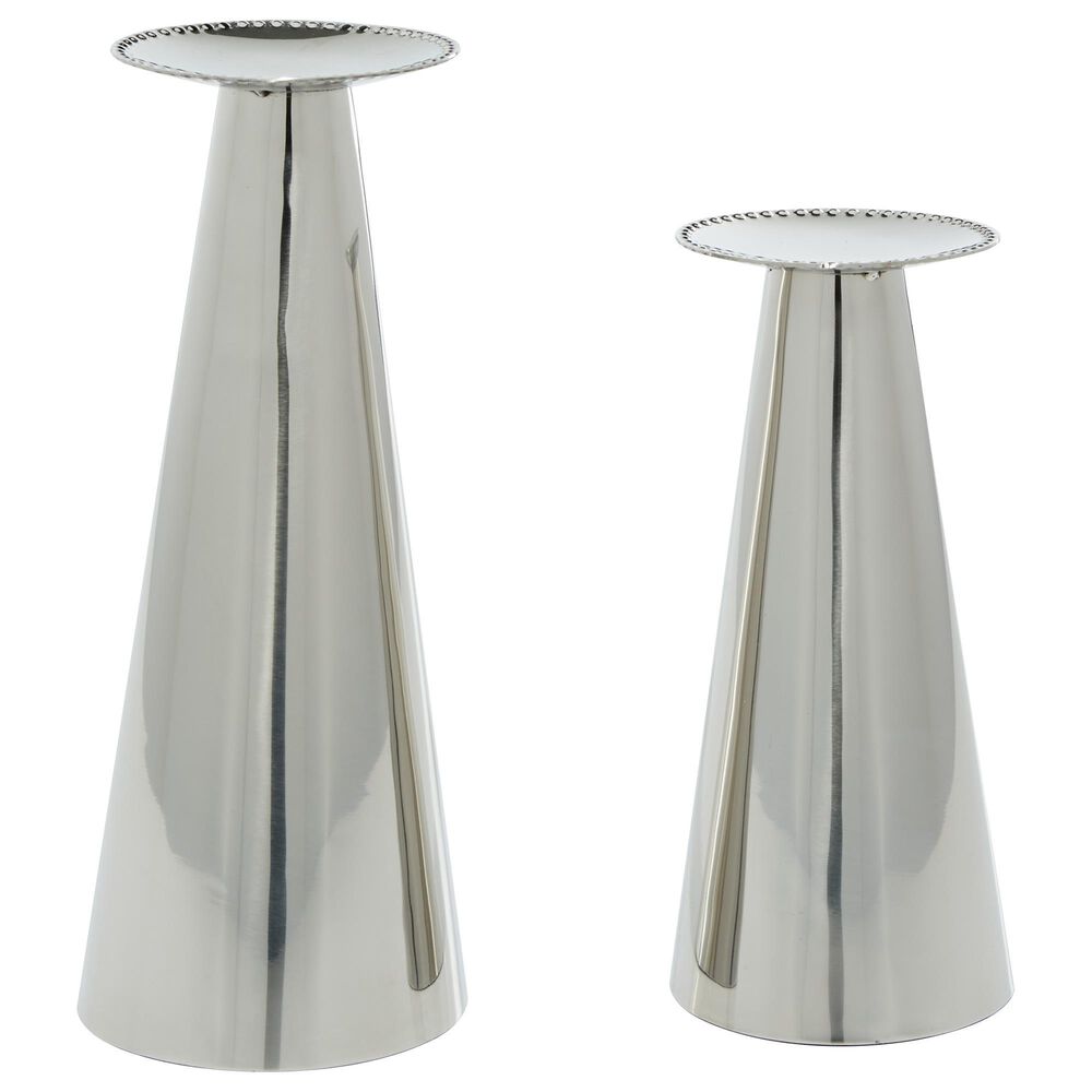 Maple and Jade Glam Stainless Steel Candle Holder in Silver (Set of 2), , large