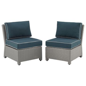 Crosley Furniture Bradenton Patio Chair with Navy Cushion in Gray (Set of 2), , large