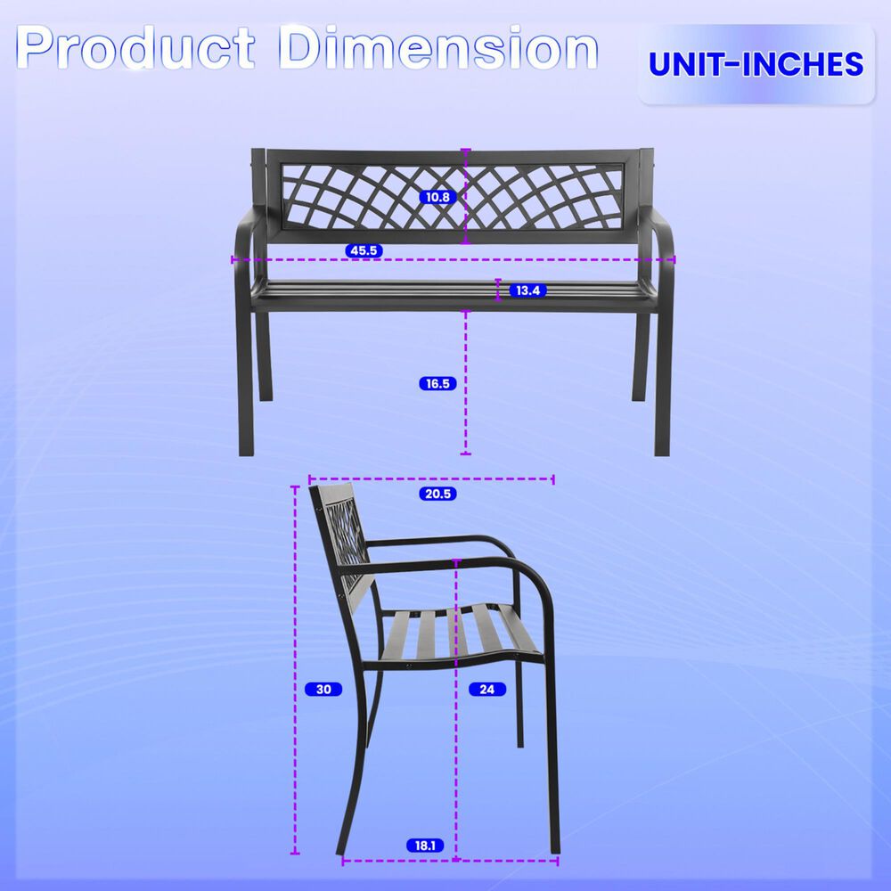 Furniture of America Meno Patio Bench in Black, , large