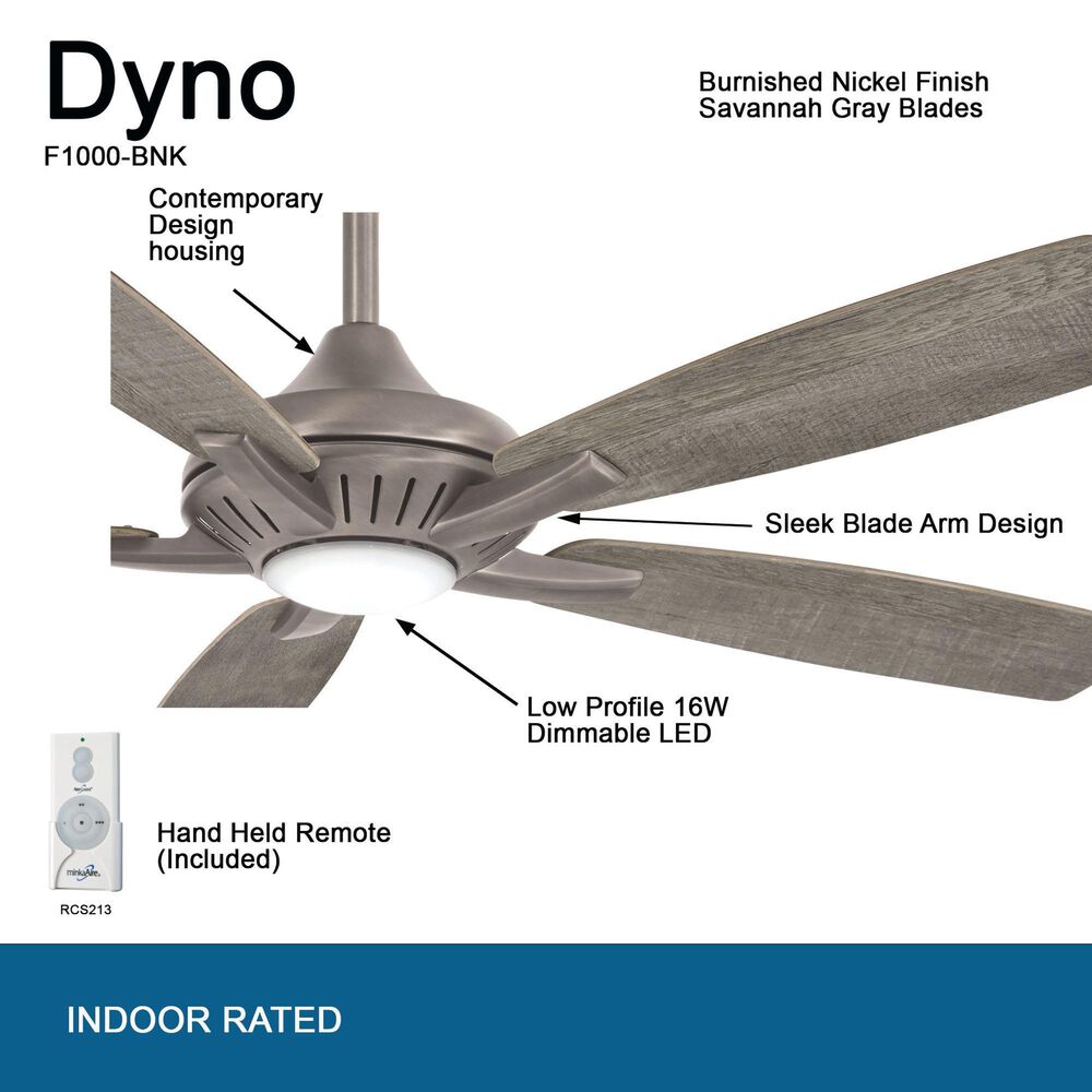 Minka-Aire Dyno 52" Ceiling Fan with Savannah Gray Blades in Brushed Nickel, , large