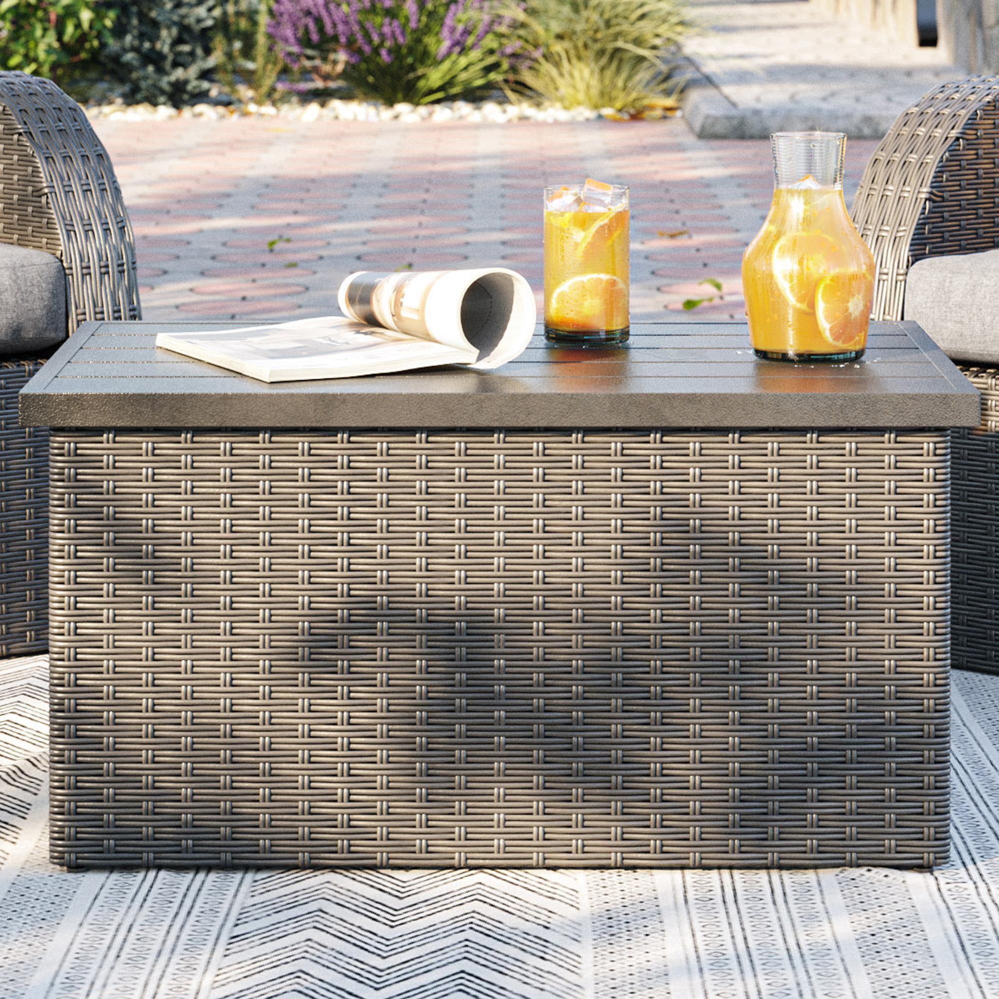 Grey rattan sales table only