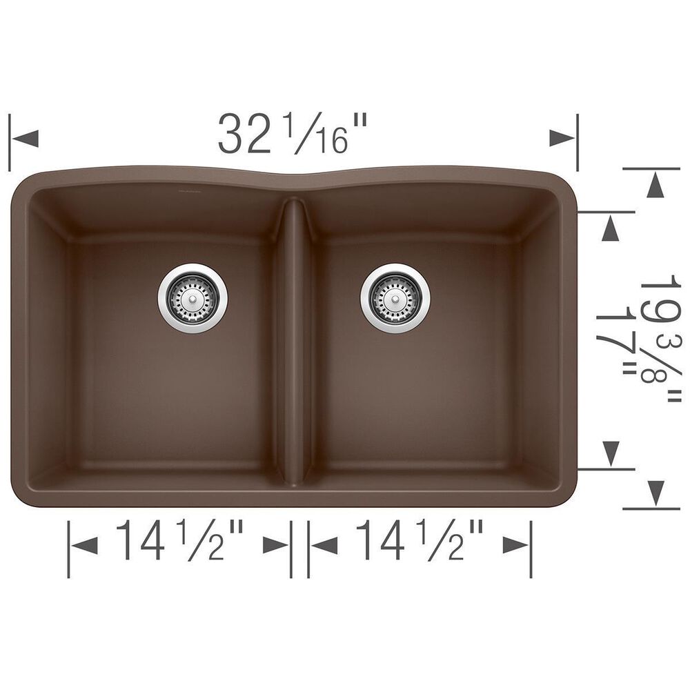 Blanco Diamond 32&quot; Equal Double Bowl Kitchen Sink in Cafe, , large