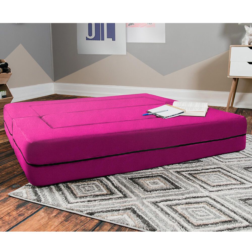 Jaxx Zipline Big Kids Modular Sofa &amp; Ottoman in Fuchsia, , large
