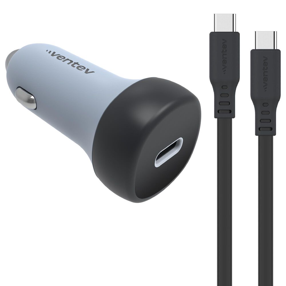 Ventev Ultrafast USB-C Universal Car Charger and Cable in Dark Gray, , large