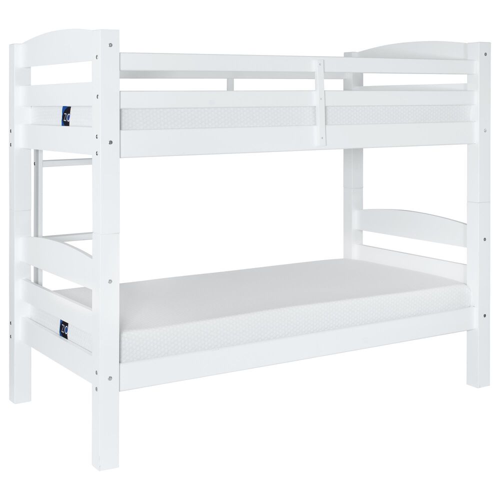 Linon Home Decor Levi Twin Over Twin Bunk Bed in White, , large