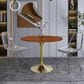 Leisuremod LeisureMod Verve Collection 36 Round Dining Table, Brushed Gold Base with Cognac Brown MDF Top, , large