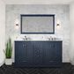 Lexora Home Dukes 60" Double Bathroom Vanity in Navy Blue with 2 cm White Carrara Marble Top and Rectangular Sinks, , large