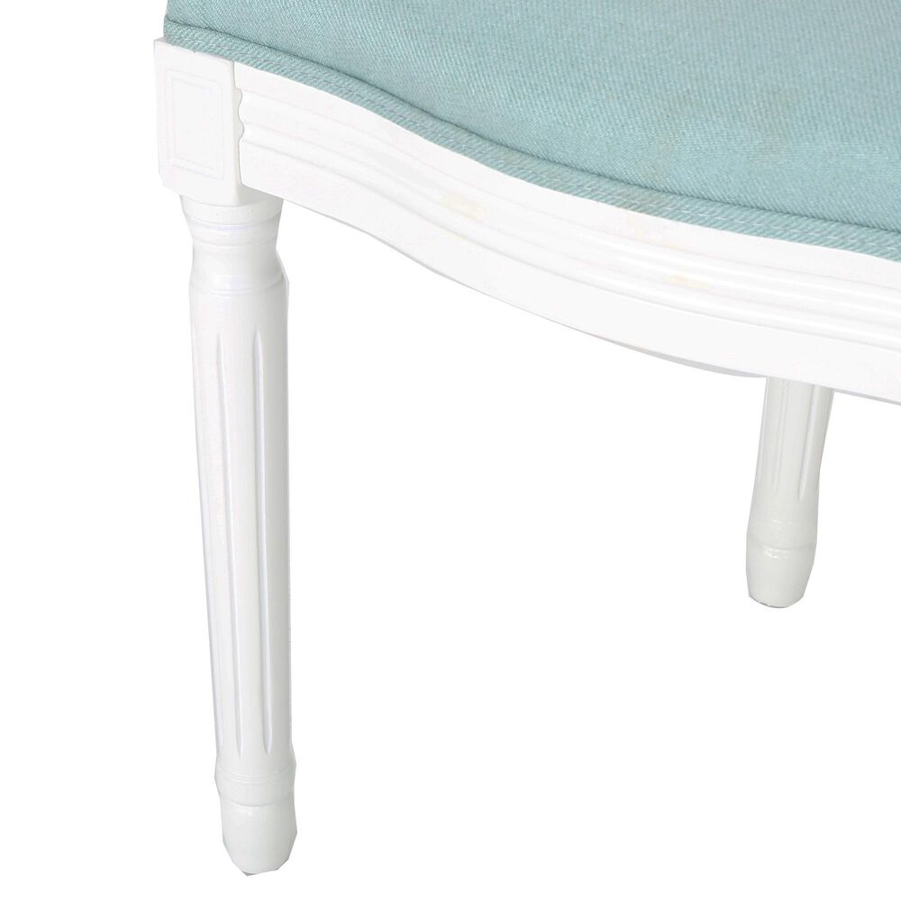Noble House Phinnaeus Patio Dining Chair with Light Blue Cushion in White Gloss (Set of 2) NFM