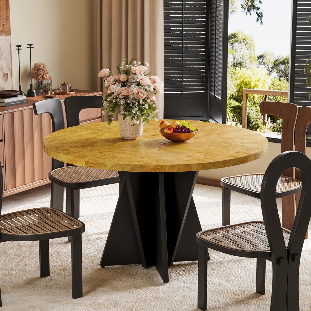 HOMLUX 47.2" Round Dining Table in Yellow - Table Only, , large