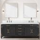 Lexora Home Laurel 84" Double Bathroom Vanity in Black Oak with White Carrara Marble Top and Rectangular Sinks, , large
