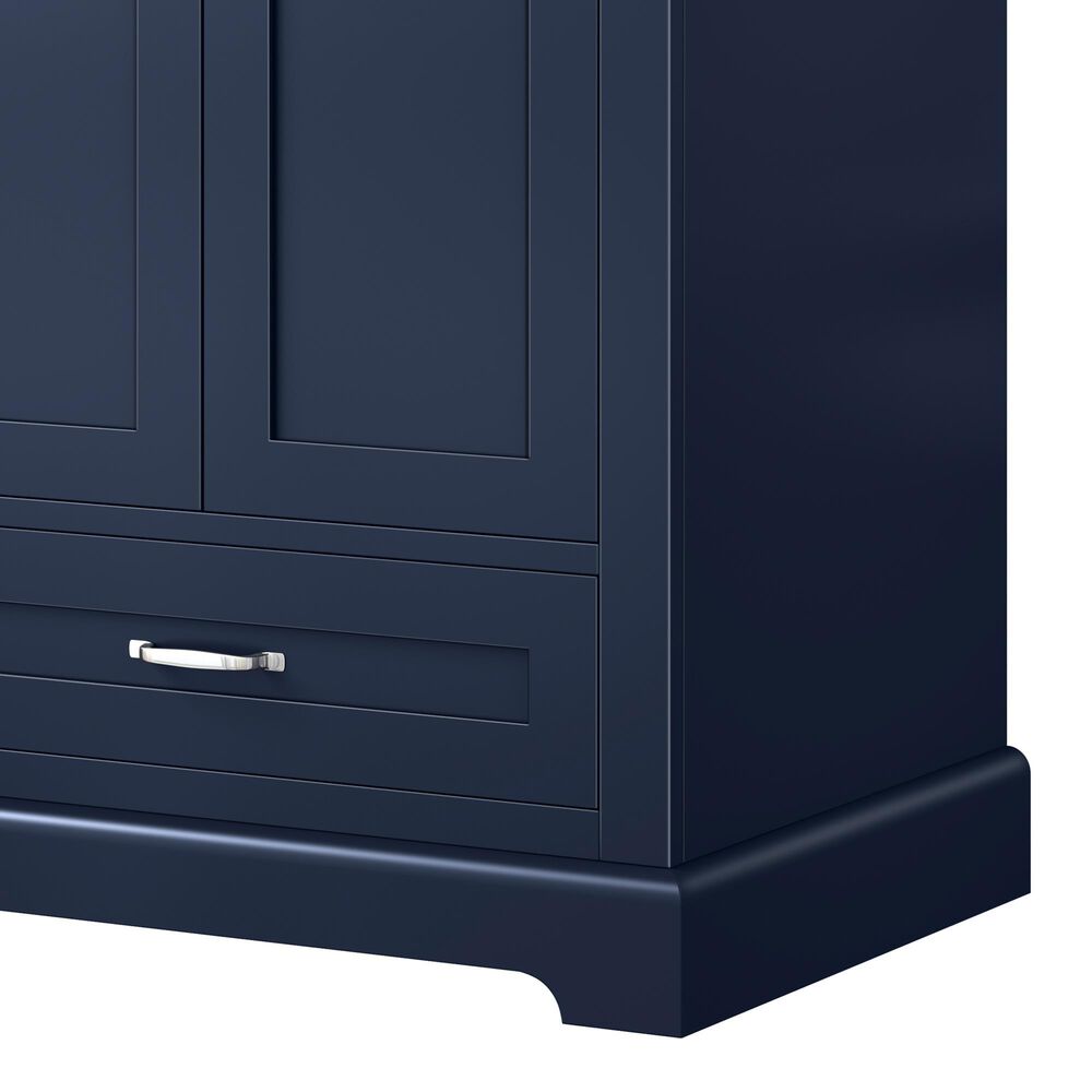 Lexora Home Dukes 30&quot; Single Bathroom Vanity in Navy Blue with 2 cm White Cultured Marble Top and Rectangular Sink, , large