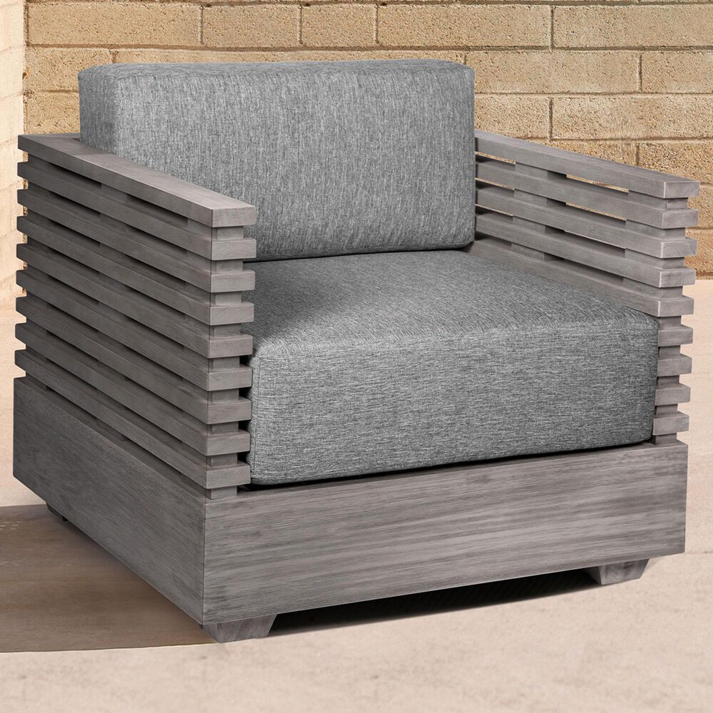 Armen Living Vivid Outdoor Patio Arm Chair in Light Gray, , large