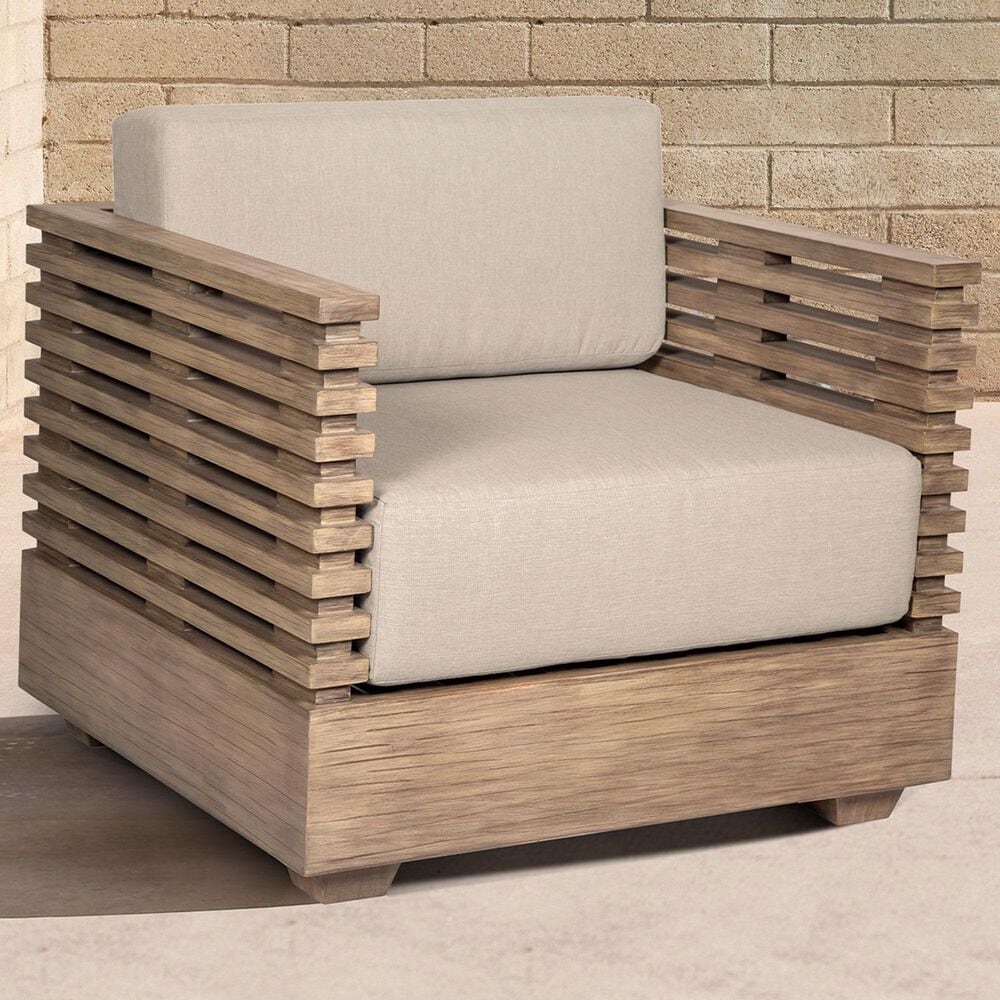Armen Living Vivid Outdoor Patio Arm Chair in Taupe, , large