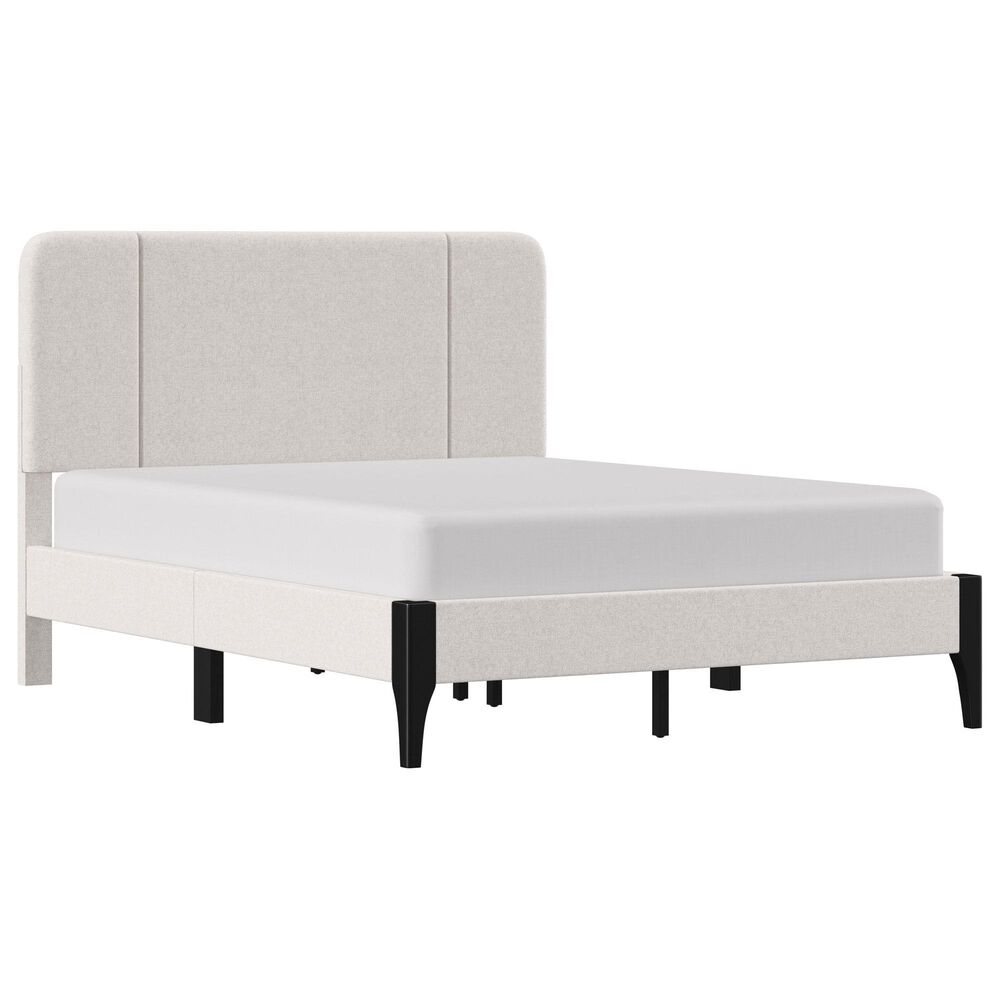 Richlands Furniture Springlee Queen Platform Bed with Oatmeal Upholstery in Black, , large