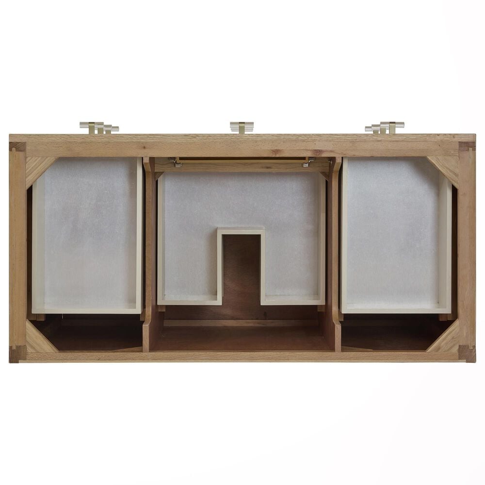James Martin Vanities Celeste 48&quot; Single Vanity in Sun-washed Oak with Embossed Shagreen and with Single Hole 3 cm White Zeus Quartz Top &amp; Backsplash, , large