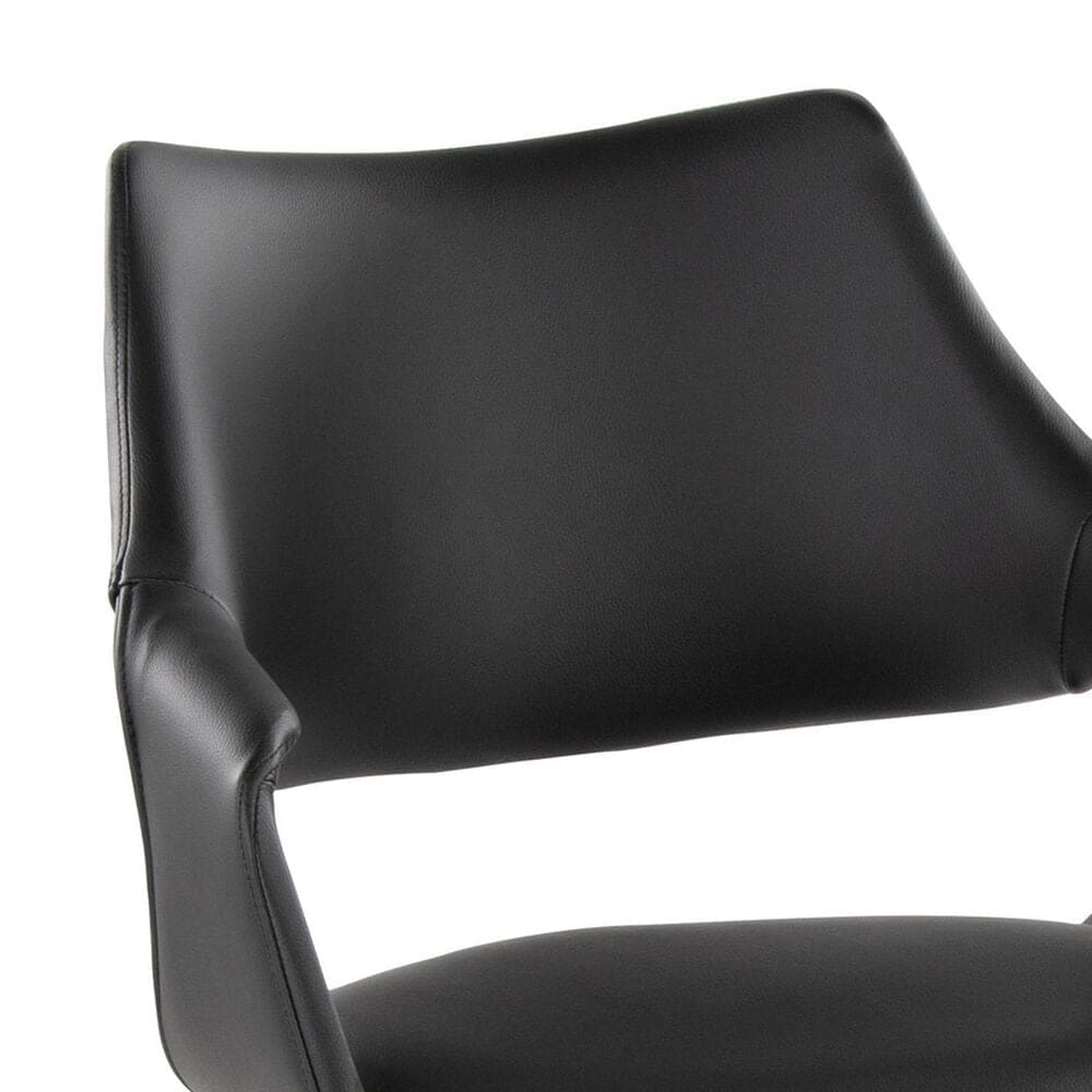 LumiSource Curvo High Back Upholstered Contemporary Chair with Black Faux Leather in Walnut Wood (Set of 2), , large