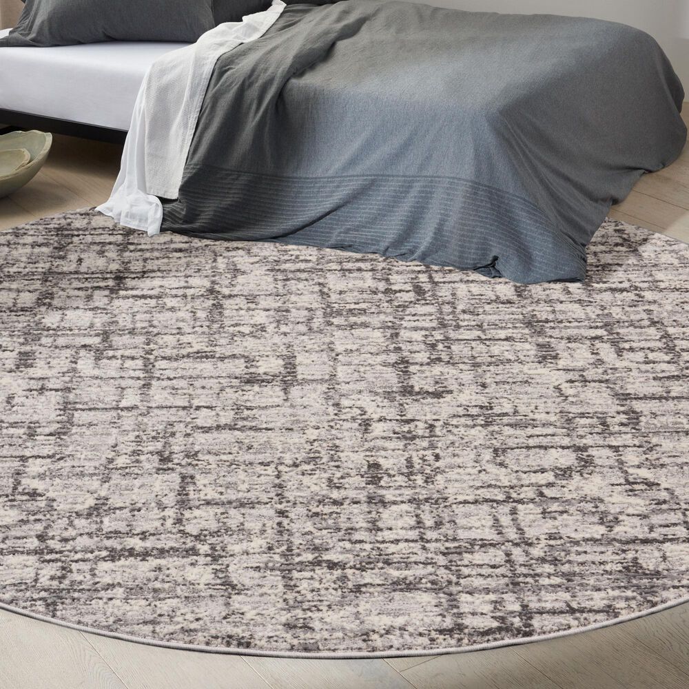 Nourison Rush 8&#39; Round Ivory and Grey Area Rug, , large