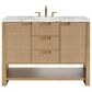 James Martin Vanities Solene 48" Single Bathroom Vanity in Seaside Oak with 3 cm Carrara White Marble Top and Rectangular Sink, , large
