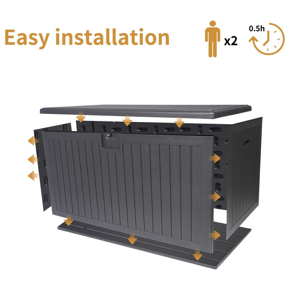 Hearth and Haven 260-Gallon Outdoor Plastic Deck Box with Elevated Base Design in Black, , large