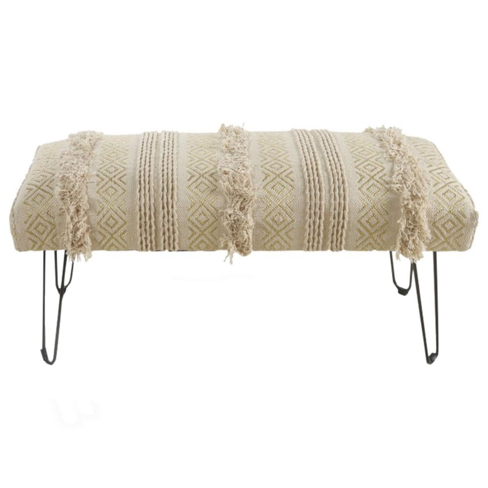 Mid-Century Modern Standard Bench in Cream, , large