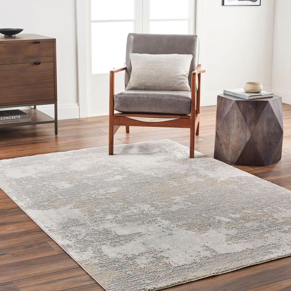 Surya Brunswick 6'7" x 9'6" Cream, Tan, Taupe, Blue, Gray and Seafoam Area Rug, , large
