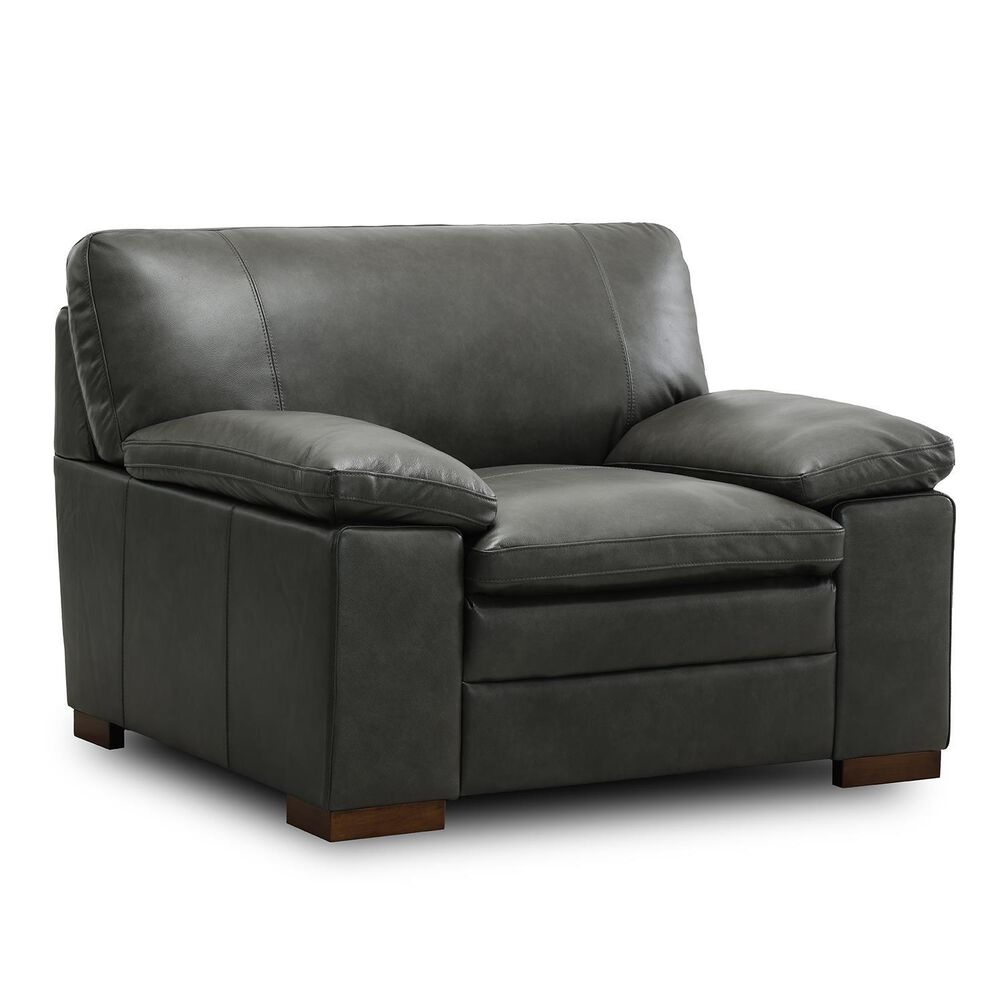 Sienna Designs Leather Accent Chair in Maverick Charcoal Grey, , large