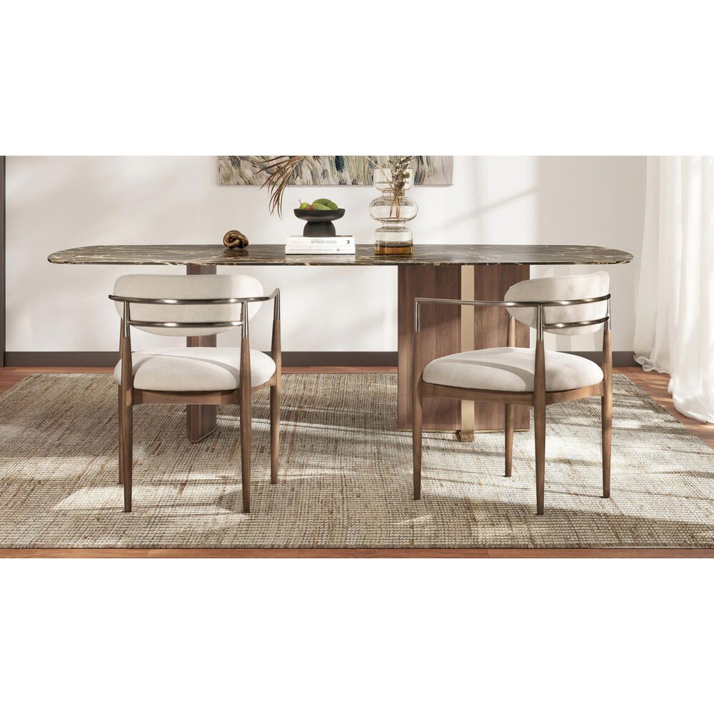 Jennifer Taylor Home Artemis Arm Chair with Warm White Cushion in Natural and Brushed Nickel, , large