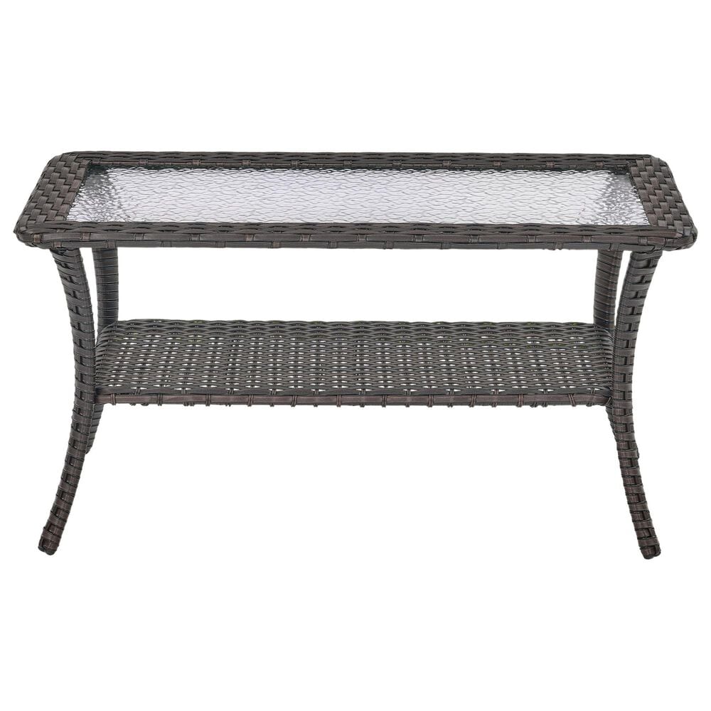 Sunwell Garden Outdoor Coffee Table with Shelf in Brown, , large