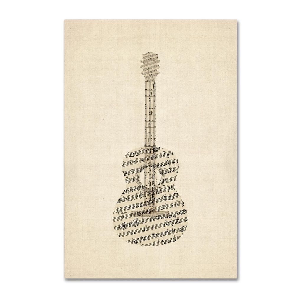 Timberlake Michael Tompsett "Acoustic Guitar Old Sheet Music" Canvas Art, , large