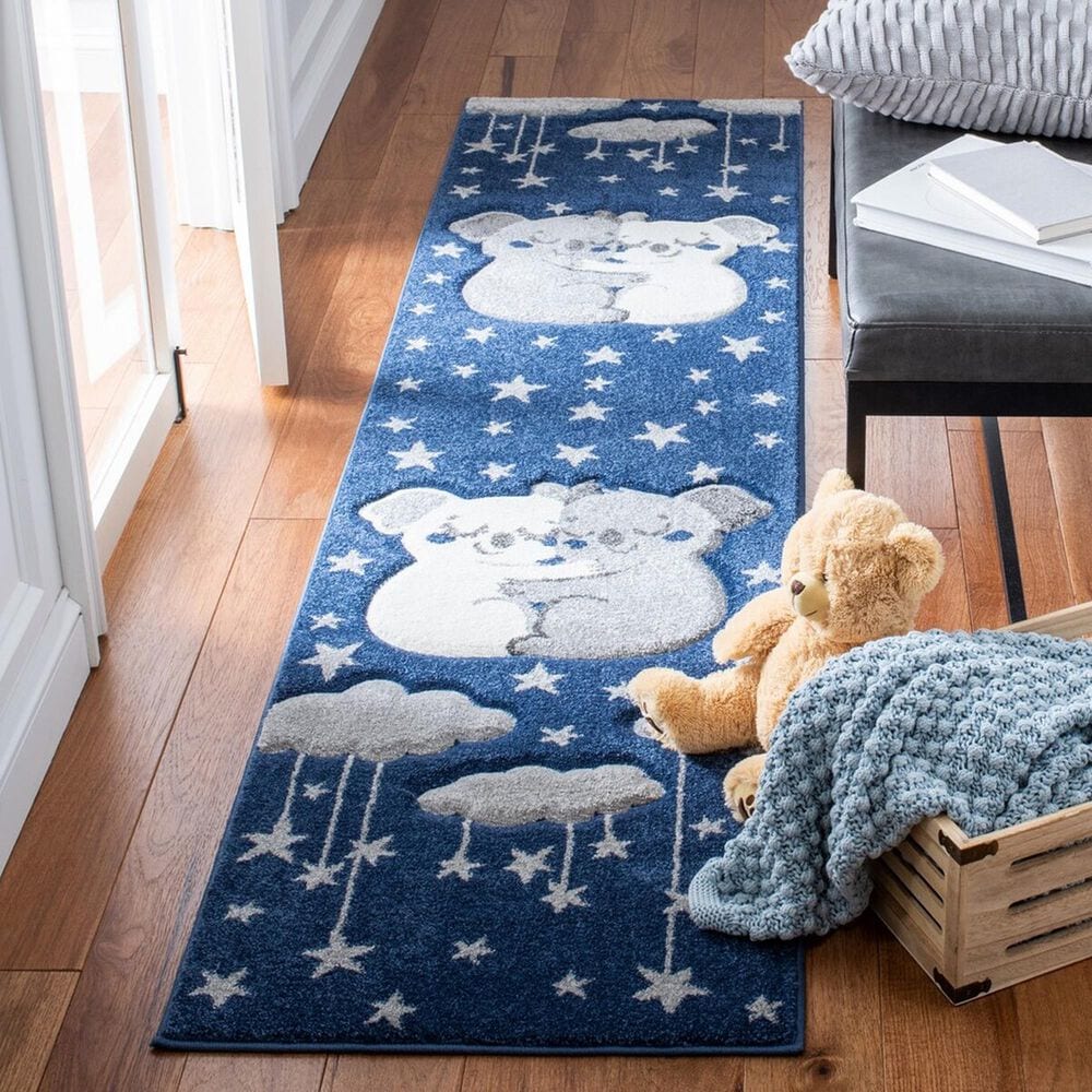 Safavieh Carousel Animals 2&#39; x 8&#39; Navy and Grey Kids Runner, , large